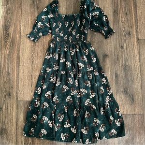 Baltic born Fabian jacquard dark green floral sheer lined  midi maxi dress small